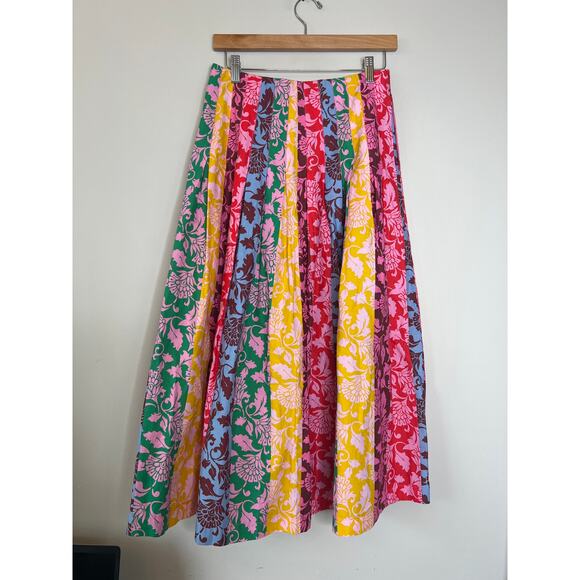 NEW Boden Valentina Poplin Fit and Flare Floral Print Midi Skirt Red Size: 4 - Picture 6 of 7